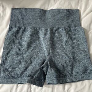 Seamless High-Waist Athletic Shorts in Heather Blue